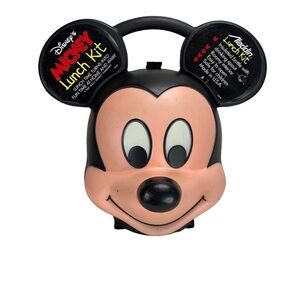 Vintage Alladin Disney Mickey Mouse Head Lunchbox and Thermos 80s